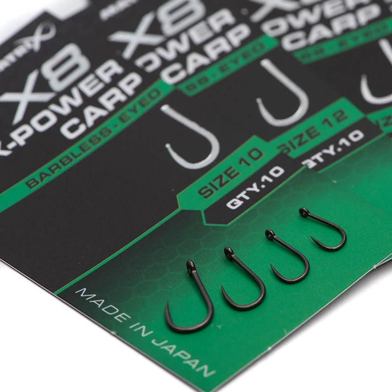 Matrix X8 X-Power Carp Barbless Eyed Hooks